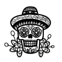 isolate calavera mexican skull hand drawn illustration on background vector