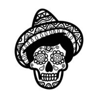 isolate calavera mexican skull hand drawn illustration on background vector