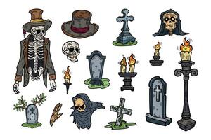 halloween character set flat illustrator on background vector