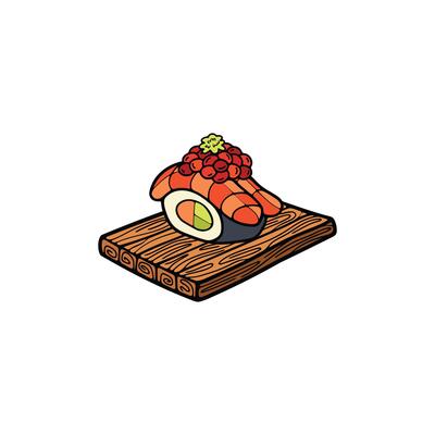isolate sashimi sushi japanese food flat style illustration
