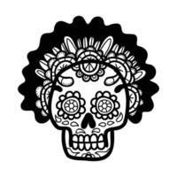 isolate calavera mexican skull hand drawn illustration on background vector