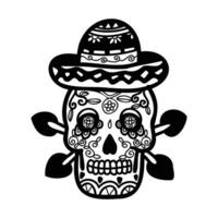 isolate calavera mexican skull hand drawn illustration on background vector