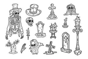 halloween character set flat illustrator on background vector