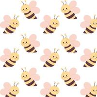 Spring seamless pattern. Pattern with bees in flat style. Seamless pattern for textile, wrapping paper, background. vector