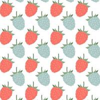 Pattern with ripe berries. Raspberries and blackberries in flat style.  Seamless pattern for textile, wrapping paper, background. vector