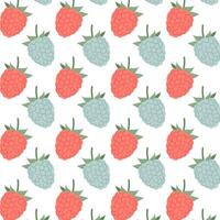 Pattern with ripe berries. Raspberries and blackberries in flat style.  Seamless pattern for textile, wrapping paper, background. vector