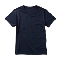 AI generated navy blue t-shirt with V-neck  on transparent background PNG image