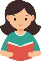 a illustration of a Cute Girl reading a book vector