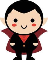 Illustration of a boy dressed as a vampire with a red cape vector