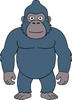 Cartoon Illustration of a Blue Gorilla Animal Character vector