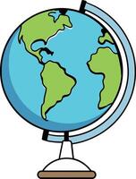 tierra globo planeta mano dibujado vector