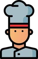Restaurant chef with chef hat and uniform, vector illustration.