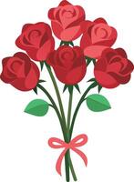 ramo de flores de rojo rosas en un blanco antecedentes. vector ilustración