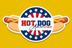 caliente perro vector emblema un pan salchicha mostaza ilustración