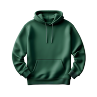 AI generated green sweatshirt with  hood and drawstrings on transparent background PNG image