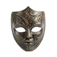 AI generated human face silver mask on transparent background PNG image