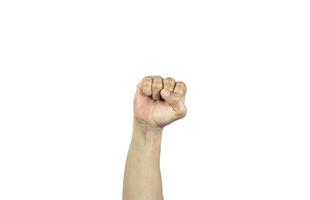 Man hand with a fist isolated on a white background photo