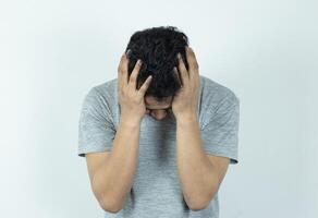 men are stressed, sad and depressed about life circumstances photo