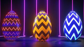 AI generated Cyberpunk Easter Neon Lights Illuminate Traditional Celebrations photo