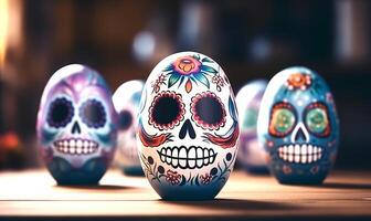 AI generated Easter meets Dia de los Muertos Vibrant and Symbolic Tradition photo