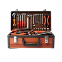 AI generated Toolbox with Tools on transparent background PNG image