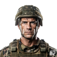 ai gerado retrato do exército homem em transparente fundo png imagem