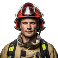 ai generado retrato de bombero en transparente antecedentes png imagen