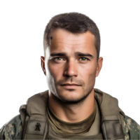 ai gegenereerd portret van leger Mens Aan transparant achtergrond PNG beeld