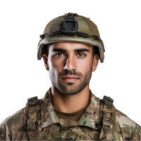 ai gerado retrato do exército homem em transparente fundo png imagem