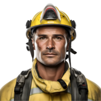 ai généré portrait de sapeur pompier sur transparent Contexte png image
