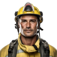 ai generado retrato de bombero en transparente antecedentes png imagen