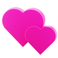 3D Rendering Two Heart Icon Object png