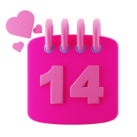 3D Rendering Valentine Calender Icon Object png