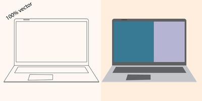 vector y línea Arte para laptops