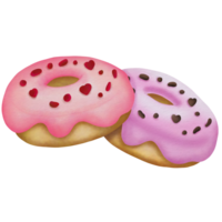 rosquillas con rosado Formación de hielo ,mano dibujado png
