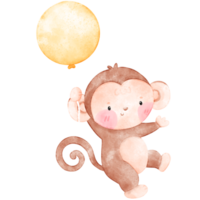 bambino scimmia, carino scimmia, acquerello scimmia png