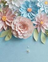 AI generated Background, paper cut, abstract, minimalism, aesthetic, pastel colors, flowers photo