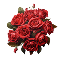 ai generado colección de rojo rosas ramos de flores aislado png