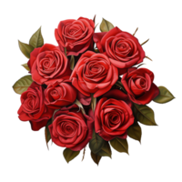 ai généré collection de rouge des roses bouquets isolé png