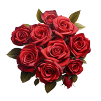 ai généré collection de rouge des roses bouquets isolé png