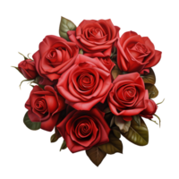 ai généré collection de rouge des roses bouquets isolé png