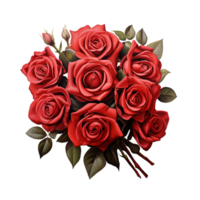 ai généré collection de rouge des roses bouquets isolé png