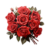 ai generado colección de rojo rosas ramos de flores aislado png