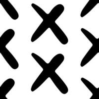 Doodle black abstract crosses seamless pattern. Hand drawn simple strong minimalistic background with No cross signs. vector