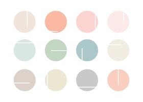 Highlights story icons. Minimalistic set of pastel circles with lines. Round highlight backgrounds for social media stories. vector