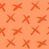 Doodle color abstract crosses seamless pattern. Hand drawn simple background with No cross signs. vector
