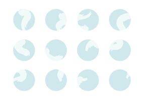 Watercolor round story highlights icons. Set of abstract pastel blue circles design. Round highlight backgrounds for social media stories. vector