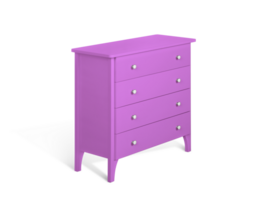 Pink modern wooden chest of drawers, transparent background png