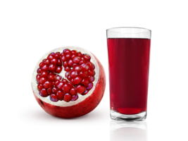 Pomegranate juice and pomegranate fruit, transparent background png