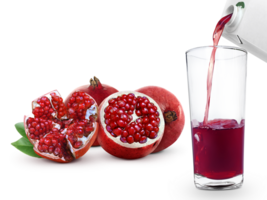 Pomegranate juice and pomegranate fruit, transparent background png